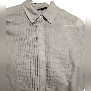 Gap Chambray Tuxedo Inspired Women's Light Blue Blouse Size S Top Hidden Buttons